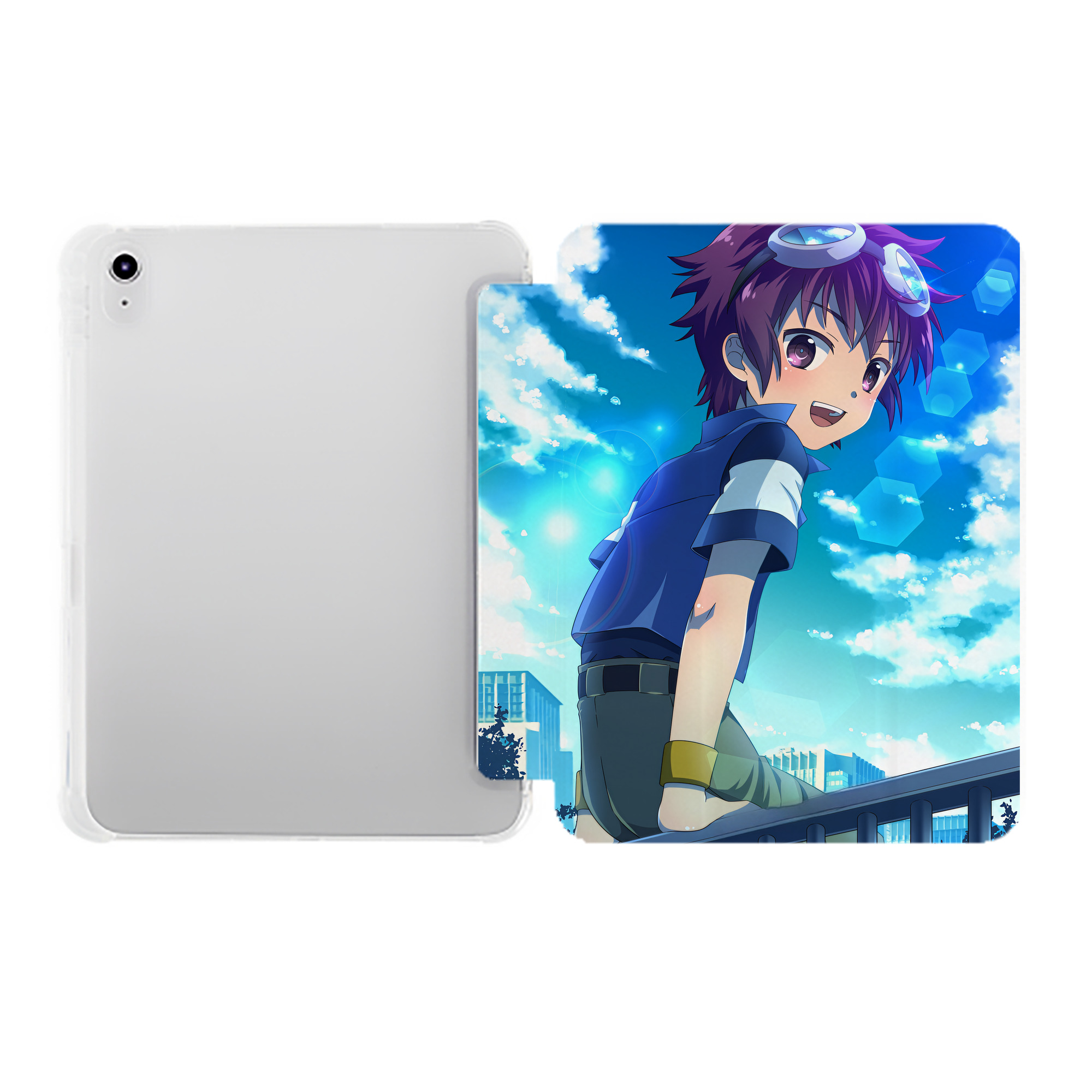 （画像用） Digimon デジタルモンスター/デジモン IPad ケース ペン収納付き 三つ折りスタンド PUレザー×シリコン 対応機種9.5/10.5/10.9インチ